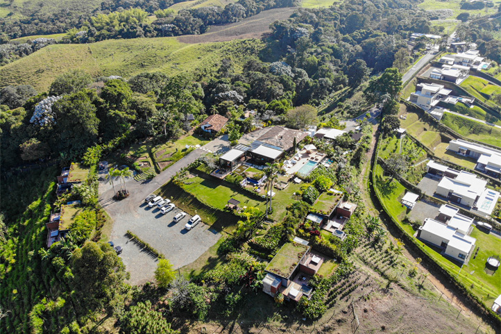 Drone photo of Bio-habitat hotel in Armenia Quindio